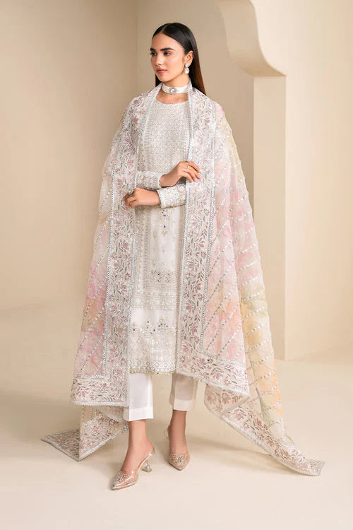 03-Piece Chiffon Suit With Embroidery - Ready To Wear