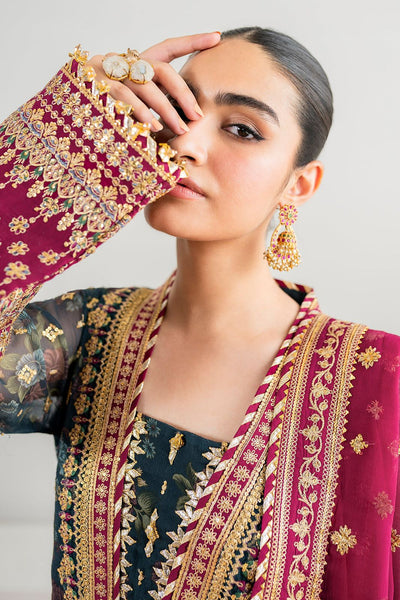 3 Piece Stitched Chiffon Embroidery Suit - Ready To Wear