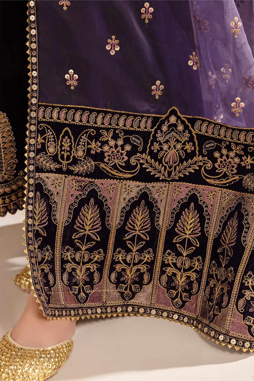 3 Piece Stitched Velvet Suit - Ready To Wear