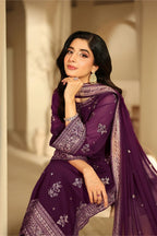 3 Piece Stitched Embroidered Chiffon Suit - Ready To Wear
