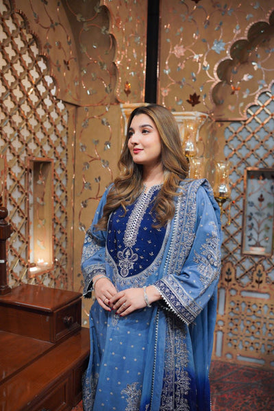 03-Piece Lawn Suit With Heavy Embroidery - Ready To Wear
