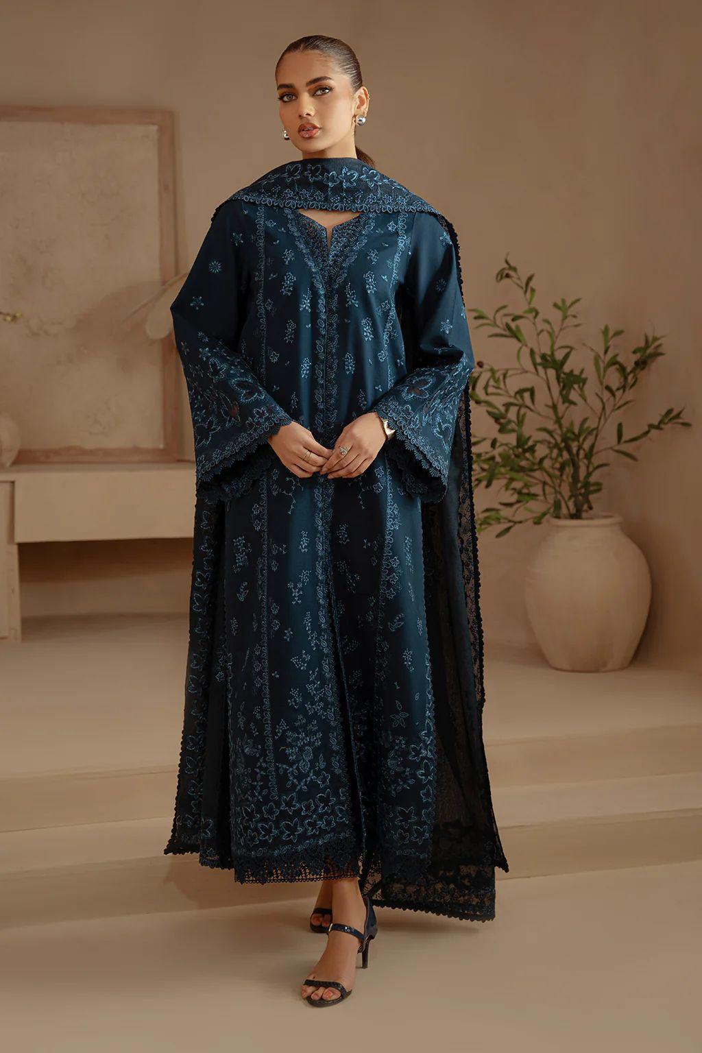 03-Piece Cotton Suit With Embroidery - Ready To Wear