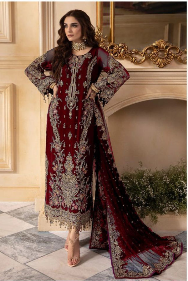 03-Piece Chiffon Suit With Embroidery - Ready To Wear