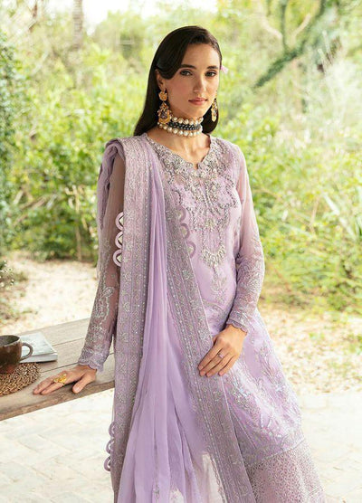 Pastel Lilac & Silver Embroidered Chiffon Suit | Ready To Wear