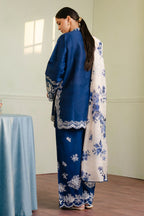 Deep Navy Flora - 3 Piece Embroidered Suit | Ready To Wear