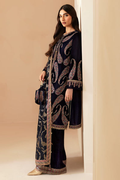 3 Piece Stitched Velvet Suit - Ready To Wear