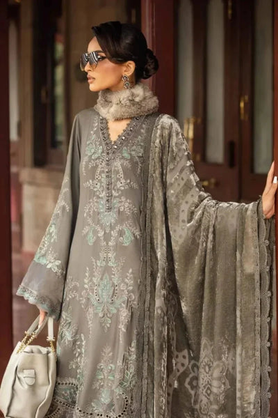 Royal Grey Lawn 3-Piece Embroidered Ready-to-Wear