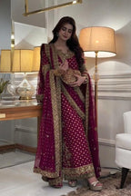 03-Piece Chiffon Suit With Adda Embroidery - Ready To Wear