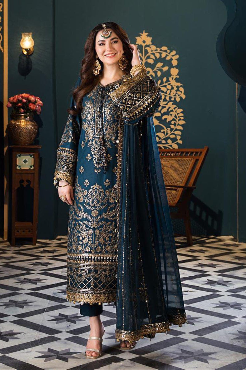 03-Piece Chiffon Suit With Heavy Embroidery - Ready To Wear
