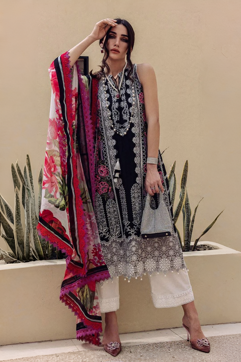 03-Piece Chikankari Suit With Embroidery - Ready To Wear