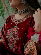 3 Piece Stitched Velvet Suit - Ready To Wear
