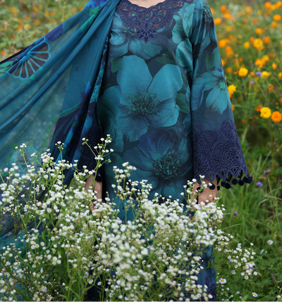 3 Piece Stitched Lawn Suit - Ready To Wear