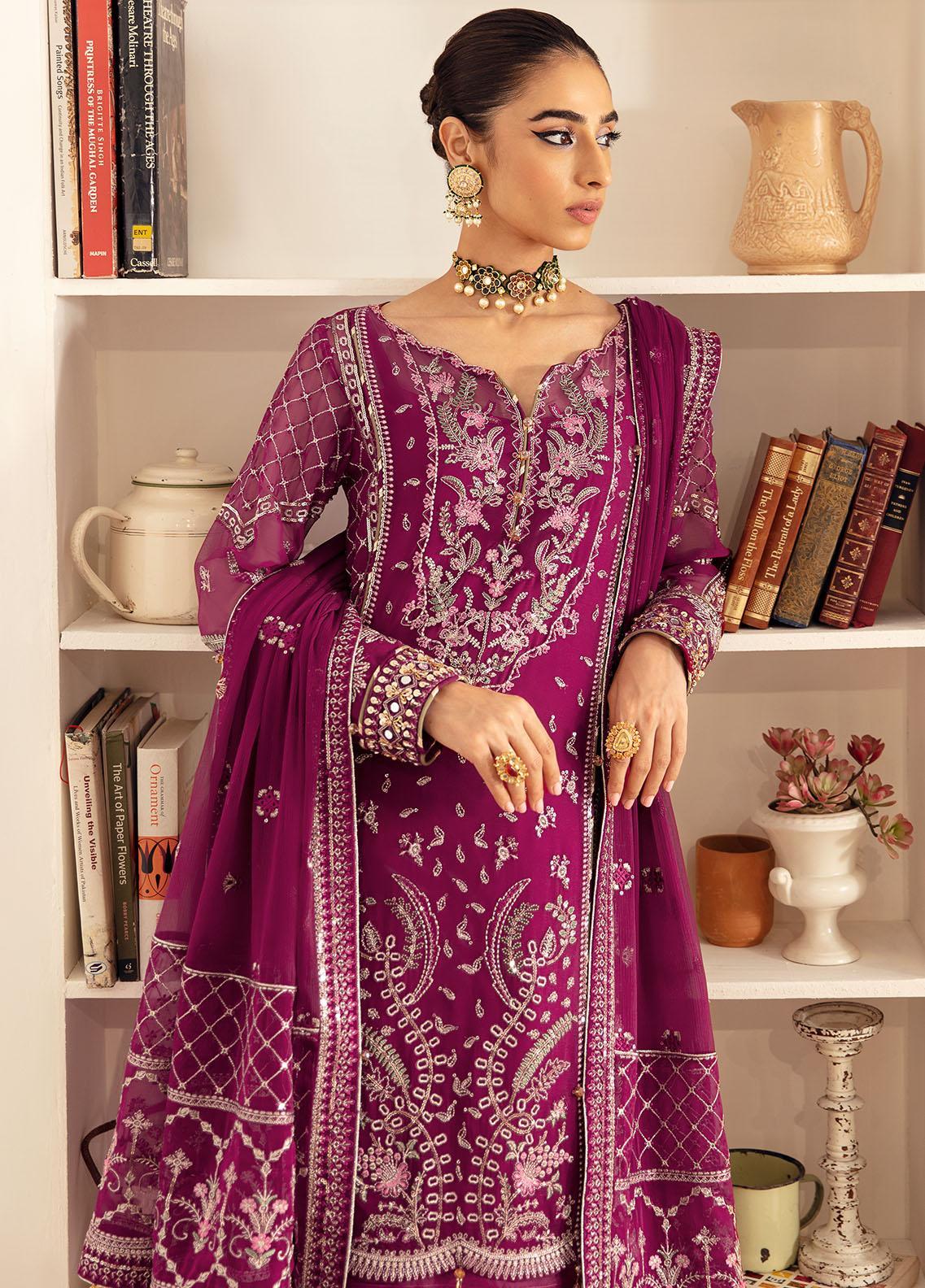 Royal Plum - 3 Piece Embroidered Suit | Ready To Wear