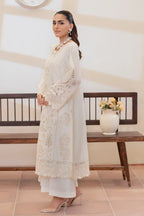 Ivory & Cream Shadow: Chikankari Lawn Cotton Suit With Chiffon Dupatta | Ready To Wear