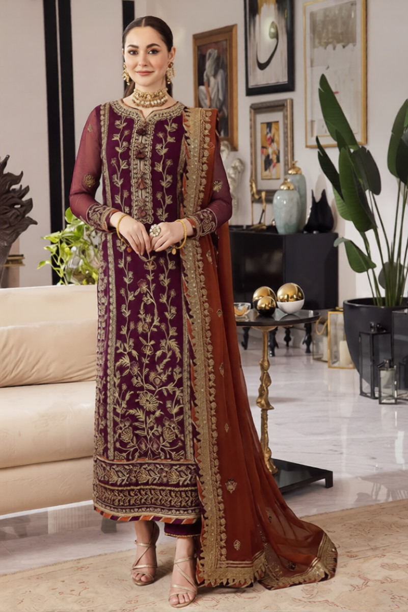 03-Piece Chiffon Suit With Heavy Embroidery - Ready To Wear