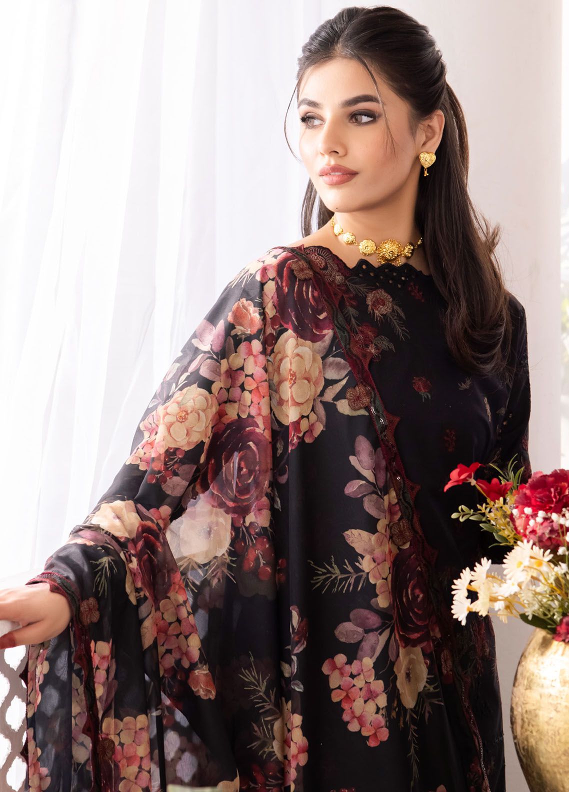 3 Piece Stitched Embroidered Chikankari Suit - Ready To Wear