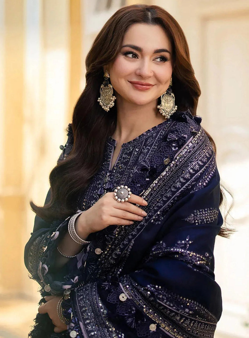 03-Piece Chiffon Suit With Embroidery - Ready To Wear