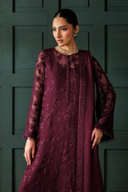 Graceful Maroon Chiffon 3-Piece Ready-to-Wear